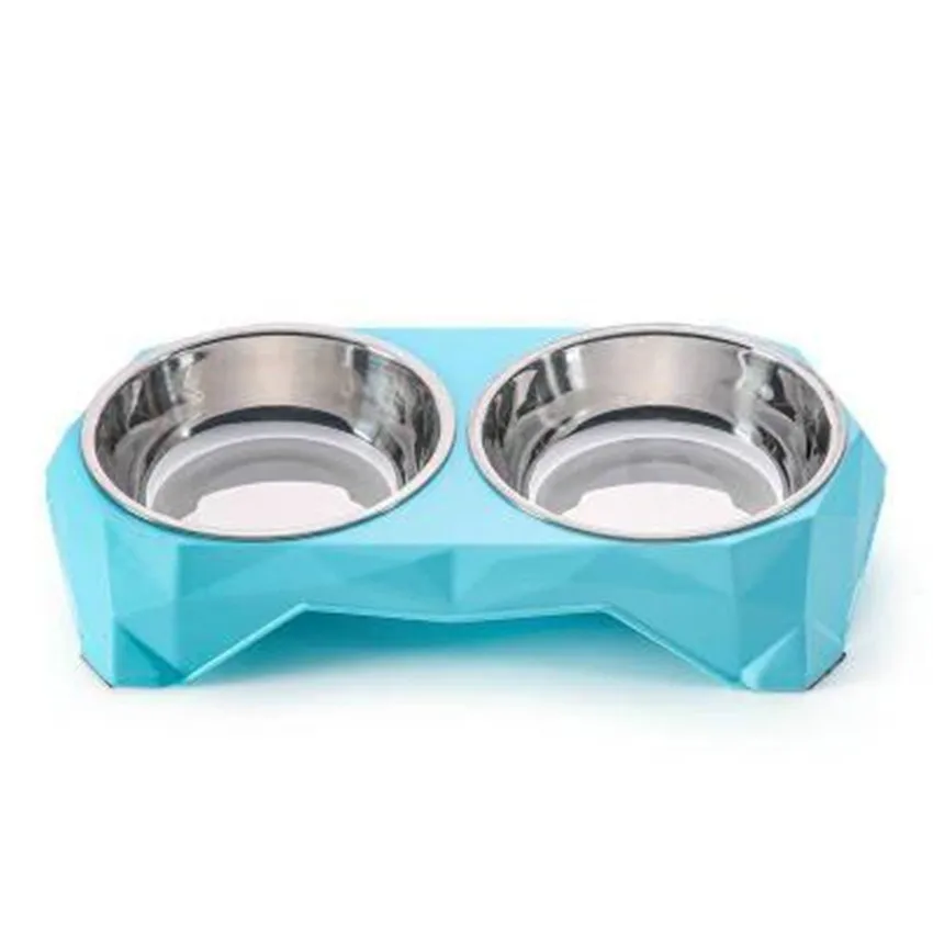 

Diamond pet bowl double bowl detachable stainless steel high-grade food bowl new environmentally friendly plastic dog bowl