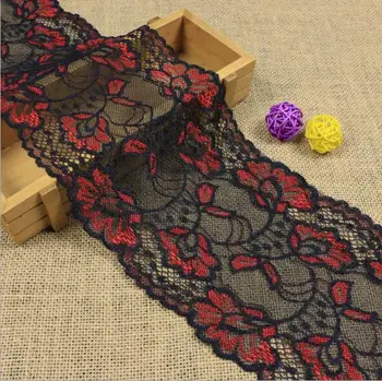 

10Yards High Quality Elastic Lace Ribbon 15cm Red Lace Trim Embroidered Nigerian African Lace Fabric Sewing Wedding Dress