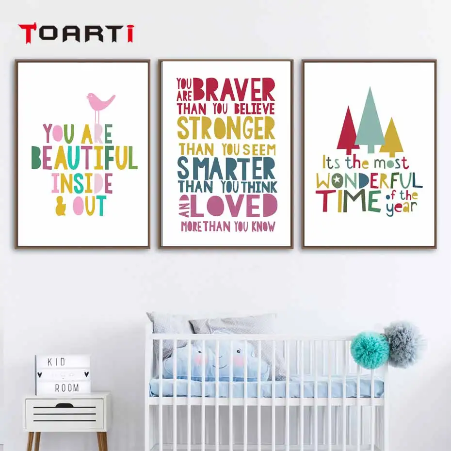 

Cartoon Colorful Motivational Quotes Posters Prints Encourage Letters Canvas Painting On The Wall For Kids Room Home Decor Art