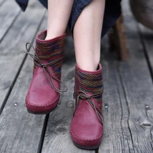 Artmu/Оригинальные Новые осенне-зимние женские ботинки в стиле ретро ботильоны из натуральной кожи на мягкой подошве в народном стиле удобная обувь ручной работы на плоской подошве