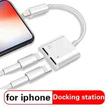 Leedouzu Docking station otg cable reader for iPhone 7 8 Plus X 10 XS max 2in1 Earphone Audio Connector Splitt Cable 3.5mm AUX