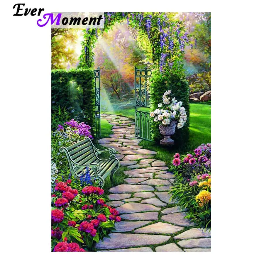 

Ever Moment Diamond Painting Flower Door Bench Handmade Full Square Picture Of Rhinestone Diamond Embroidery Cross Stitch 3F491