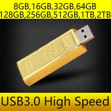 Бизнес подарок Золотые прутки USB 3,0 флешки 8 ГБ Usb флэш-накопитель 512 ГБ Memory Stick карты флэш-памяти 64 ГБ 16 ГБ 32 ГБ накопитель 128 ГБ