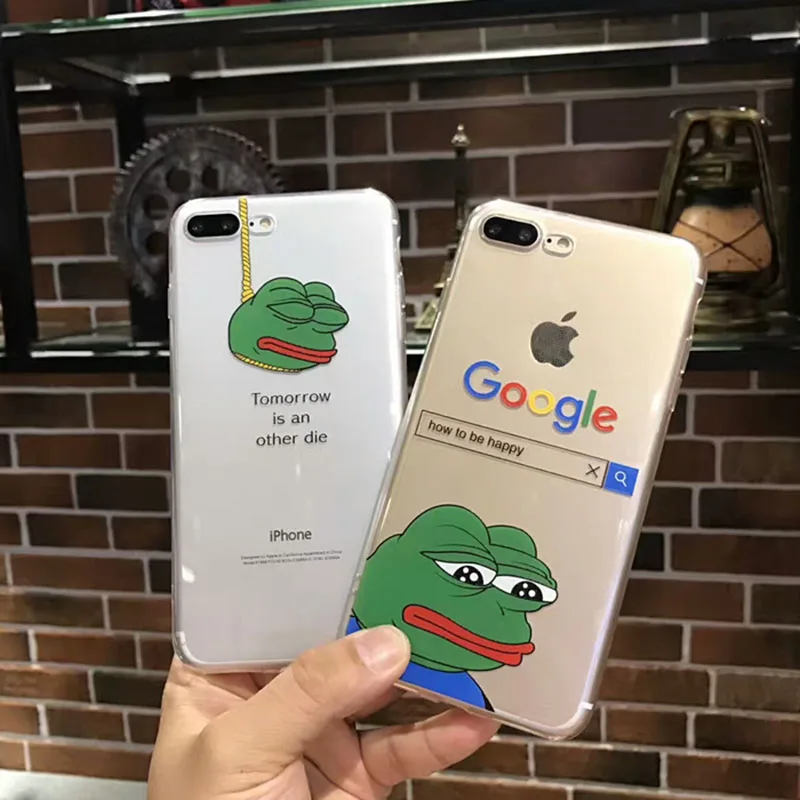 Funda Ultra delgada para iphone 8 7 6 6 S Plus Coque suave transparente TPU fresco divertido patrón de rana para iphone X XS X Max XR cubierta de la Caja