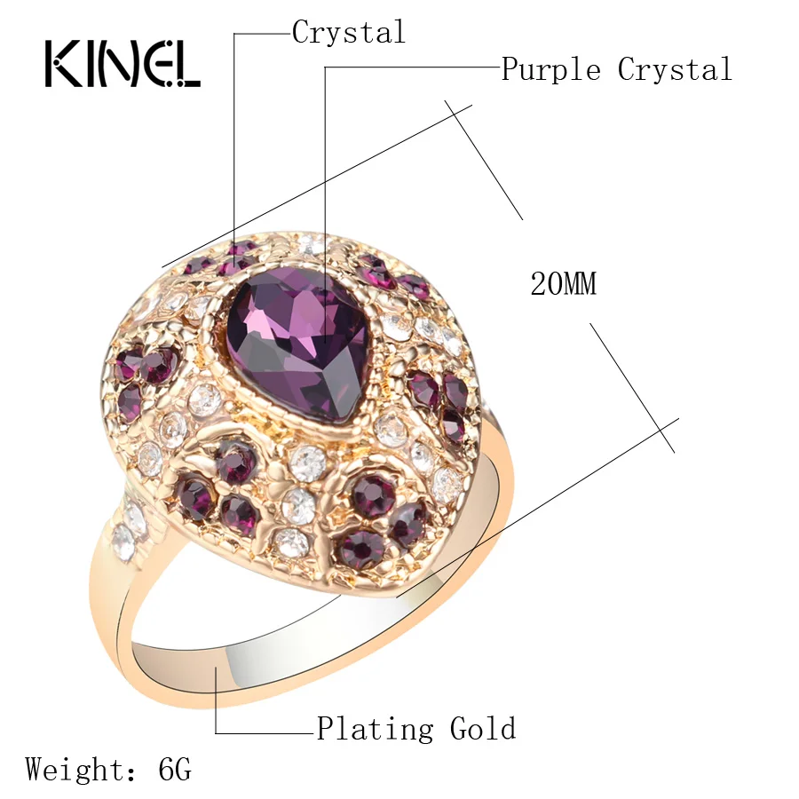 Glamour Women Jewelry Water Drop Multicolour Crystal Rings Big Size Rings 11 Wedding Ring Vintage Jewelry