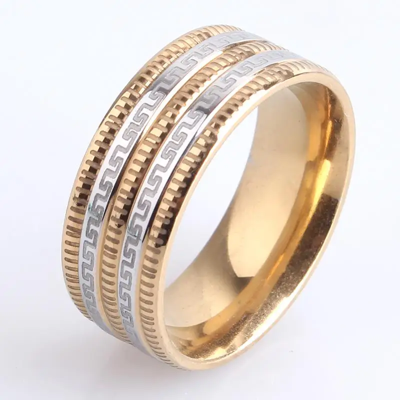 8mm gold gear border great wall 316l stainless steel finger rings for men women wholesale - Gear Wedding Ring 8mm gold gear border great wall 316l stainless steel finger rings for men women wholesale - Gear Wedding Ring