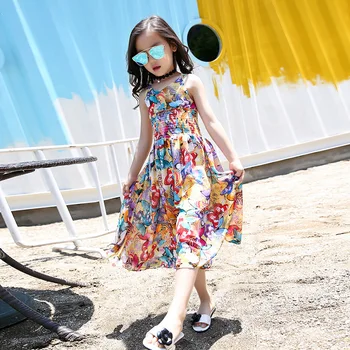 

2018Bohemia Children Brand Dress Girls Summer Floral Party Dresses Toddler Clothing Kids 7 12 14 Years Old Girls Dress For Baby