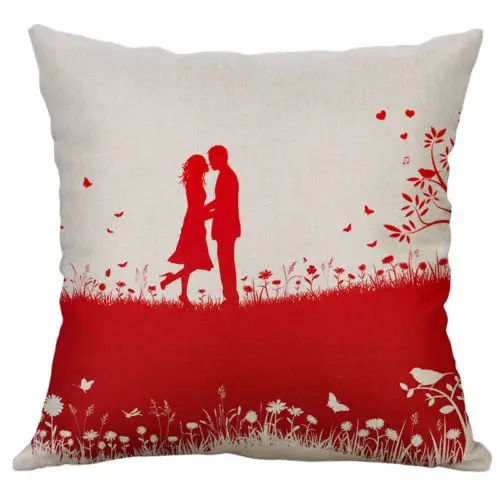 1Pcs Cotton Linen Square Home Decorative Valentine s Day Throw Pillow Case Cover Slipcover Waist Pillow Cover Cases 45x45cm
