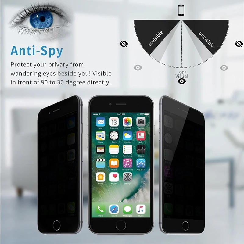  Abdeckung Bildschirm Privatsphäre Glas Für iPhone 7 Plus X Gehärtetem Glas Voll Abdeckung Auf Apple