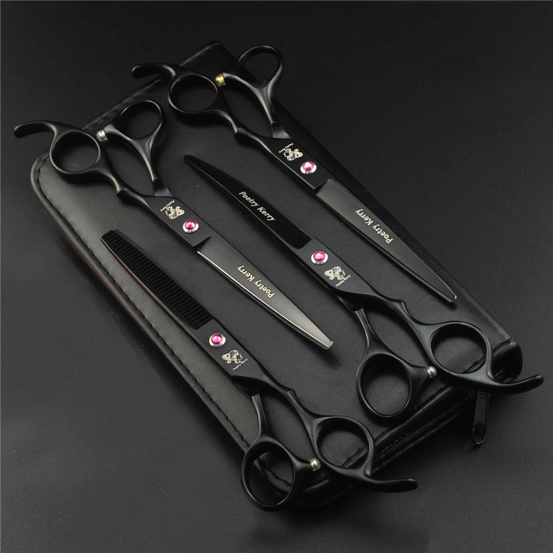 

4Pcs/set 7 Inch Pet Dog Grooming Scissors for Dogs Straight Thinning Curved Professional Hairdressing Scissors Set