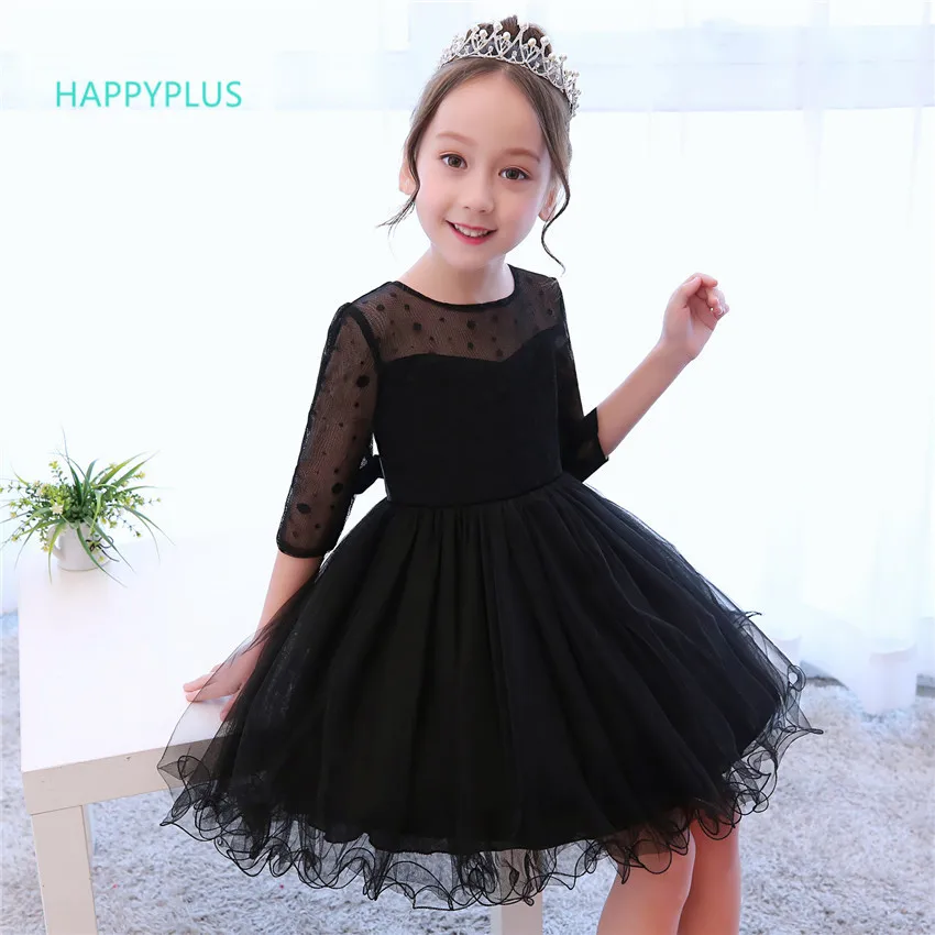 HAPPYPLUS/черные платья для выпускного вечера для девочек; Детские вечерние платья принцессы на свадьбу; Новогоднее и рождественское платье для девочек; сезон весна-осень