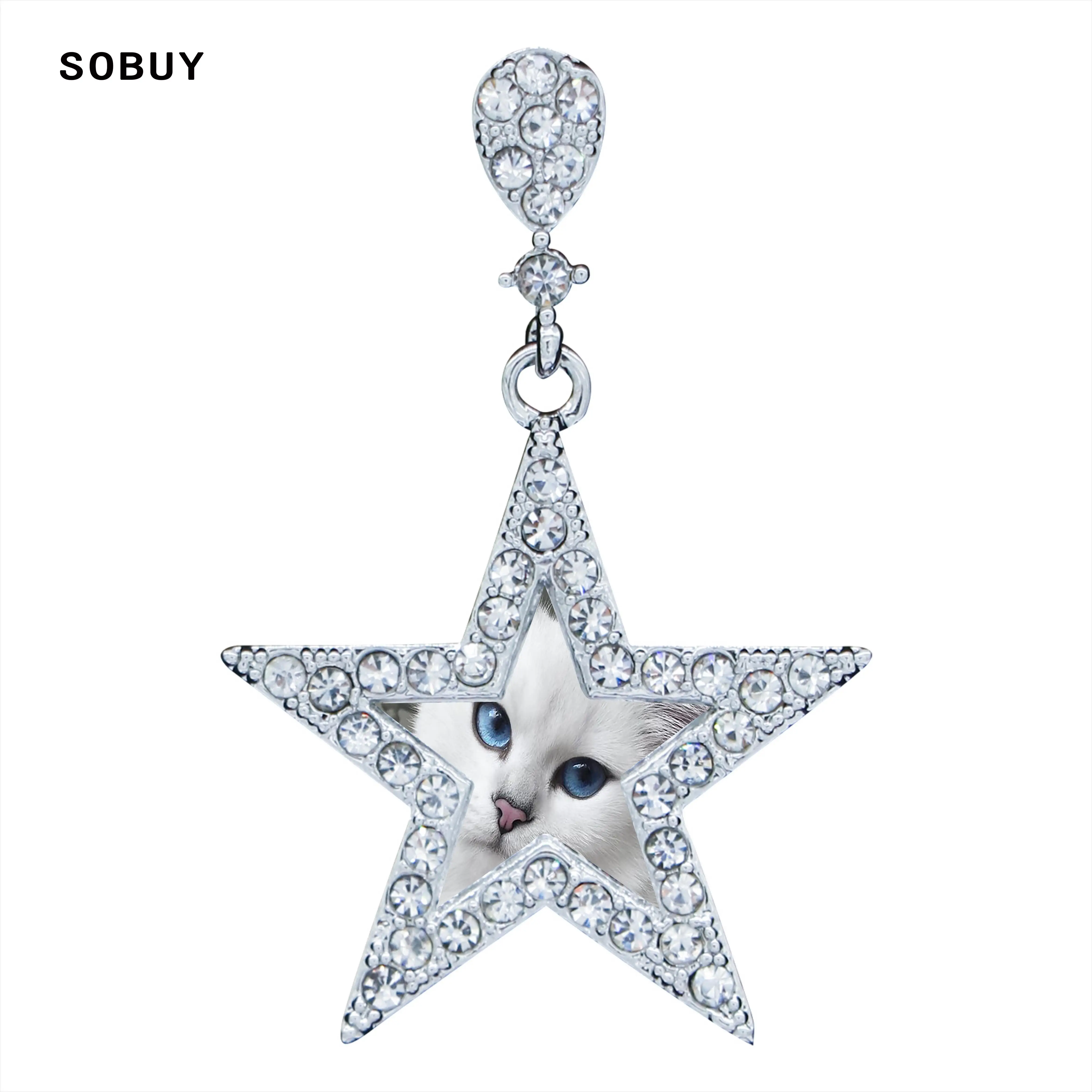 SoBuy серебро пятиконечная звезда Ragdoll Cat 3D Серьги-гвоздики для Для женщин Bijoux
