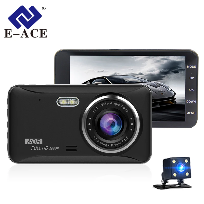 

E-ACE B21 4.0 Inch Car Dvr FHD 1080P Car Video Recorder Dash Cam Autoregistrars Dual Lens With Rear View Camera Registrator DVRs