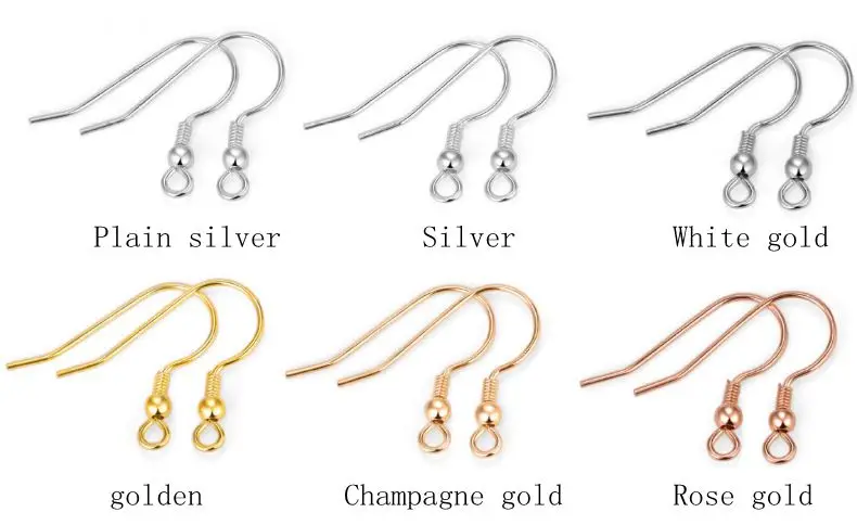 

XJ 925 Sterling Silver Ear Hook Accessories Ladies Earrings Plated Gold DIY Sterling Silver Accessories