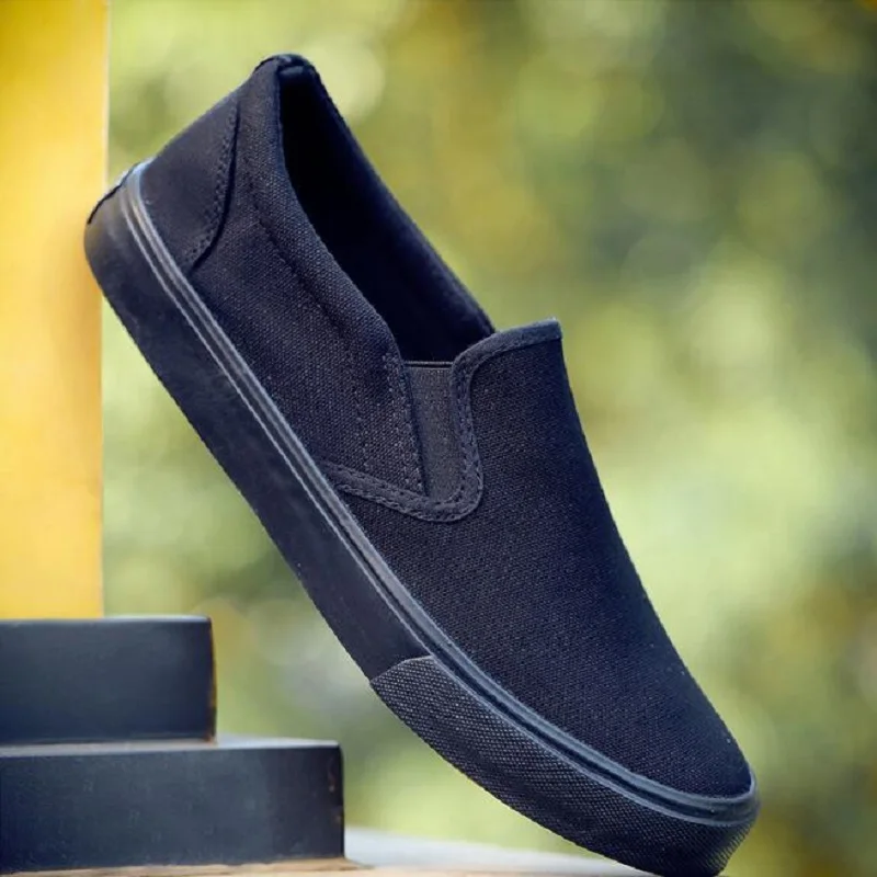 Koop Mannen Flats Schoenen Casual Zomer Herfst Espadrilles Slip Op Canvas Schoenen Mannen Bootschoenen Ademende Wit Zwart Wandelschoenen 6h85