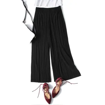 

Summer Long Pleated Casual Trousers Ladies Pink Thin Loose Pants Solid Women High Waist Wide Leg Trousers