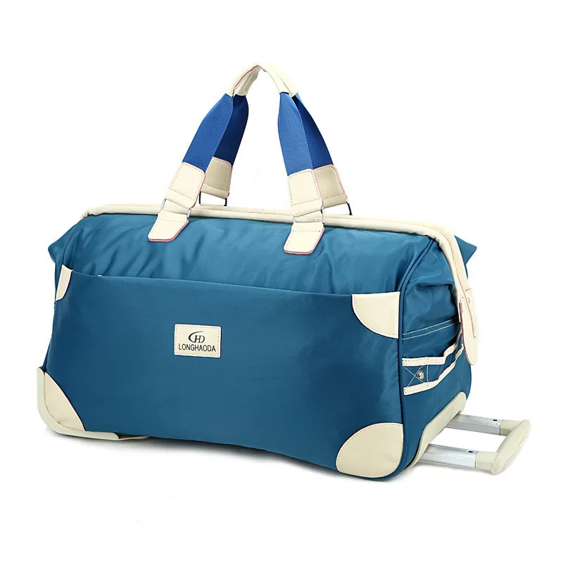 

Trolley Travel Bag Hand Luggage 18 inch 50L Rolling Duffle Bags Waterproof Oxford Suitcase Wheels Carry On Luggage Unisex