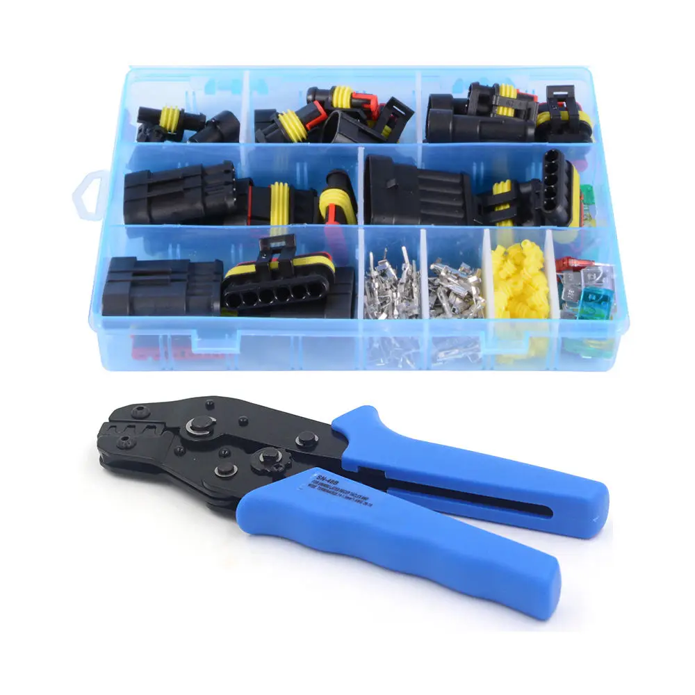 

1 to 6 Way Waterproof Electrical Connectors Blade Fuse Crimper Set Kit
