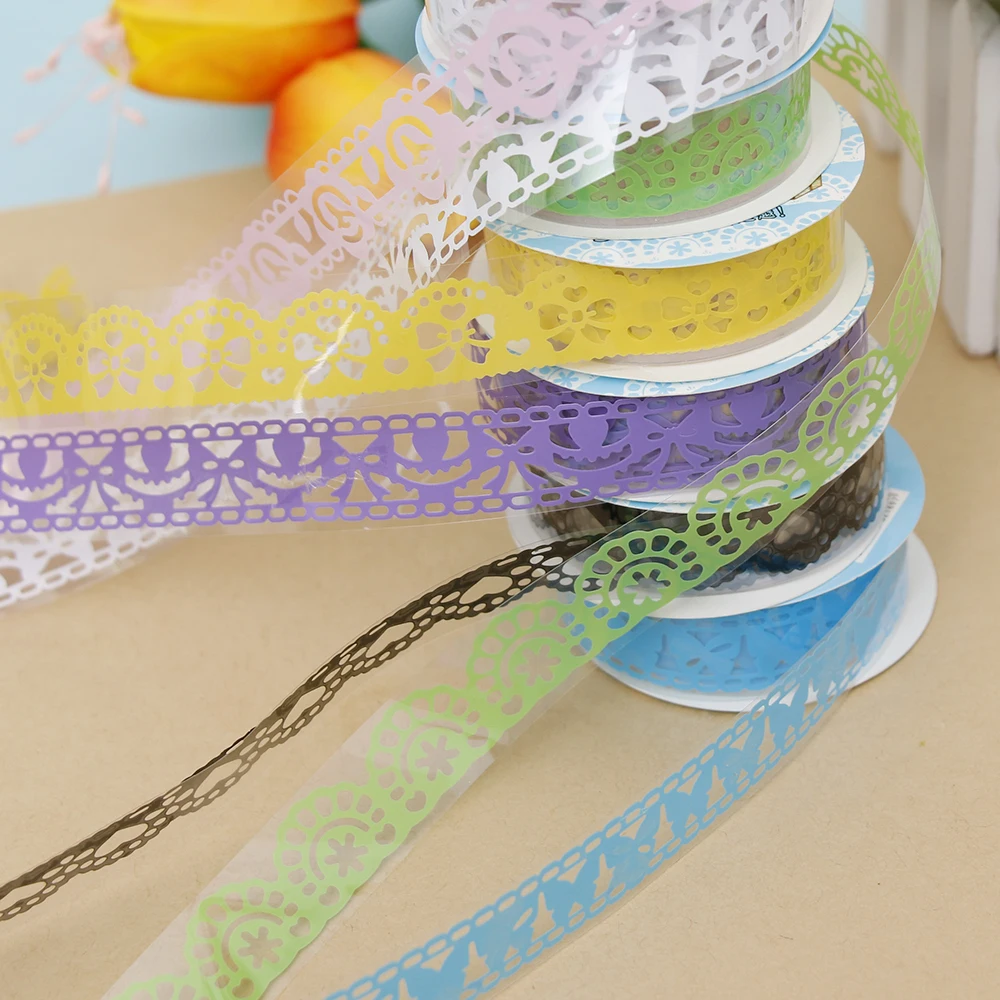 1 шт. DIY яркие цвета Горячая кружевная лента декоративный рулон клейкая бумага маскирующая лента самоклеящаяся лента