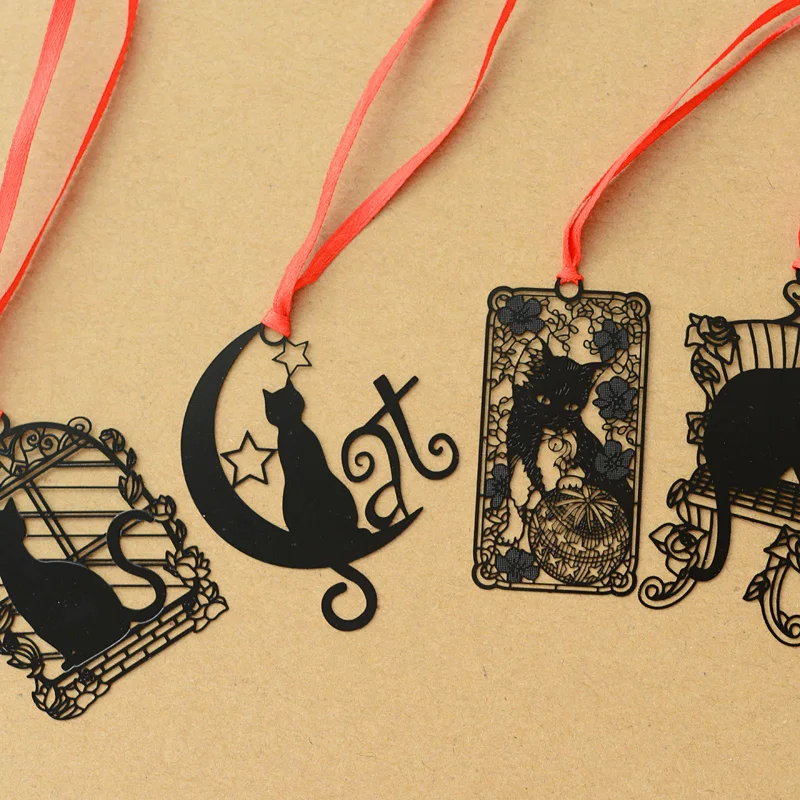 Metal Bookmark Black Cat Book Holder for Book Paper Gift