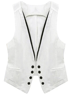 Модный бренд V шеи жилет женский пальто Топы летние женские жилеты пальто - Цвет: Белый