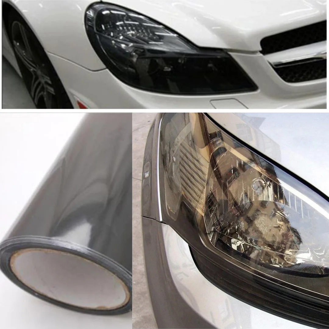 *12/"x120/" Glossy Medium Smoke Black Tint Headlights Fog Taillight Vinyl Film