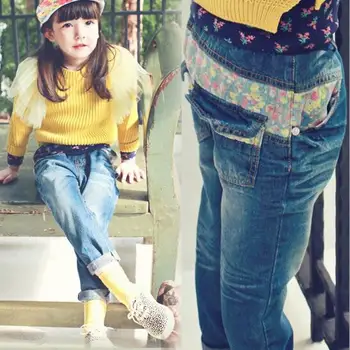 

Hot Quality 2018 Girls Jeans for Spring and Autumn Children's Clothing Kids Flower Embroidered Jeans 2-8 Ages Blue Free Shipping