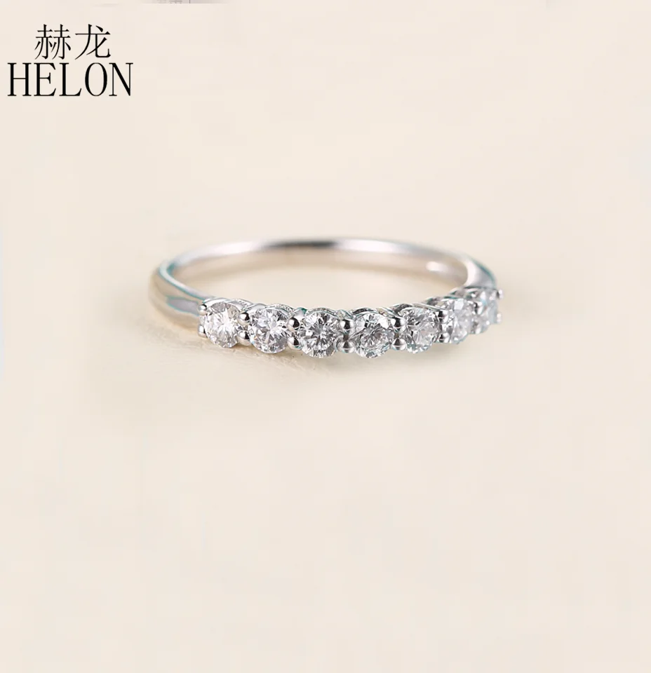 HELON 925 пробы серебряное кольцо с муассанитами 0.7CT цвет gh обручальное кольцо тест положительный муассаниты группа бриллиантовые свадебные ювелирные изделия