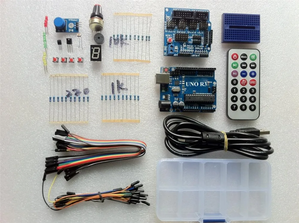 

[Sintron] NEW! Arduino Uno R3 Board Starter Kit + Sensor Shield + PDF file
