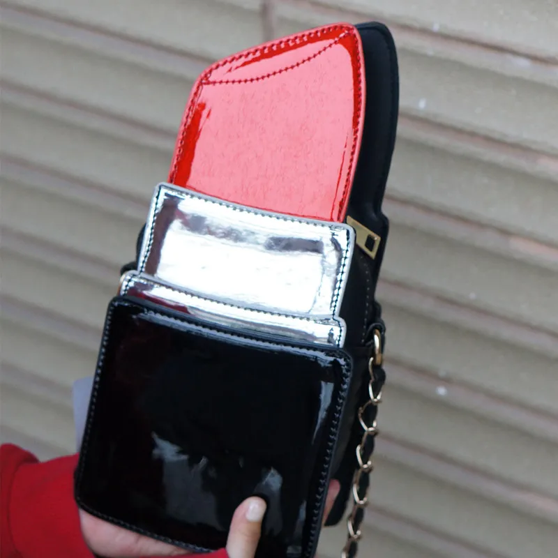 

High-quality fashion women's new design leather pu lipstick shape ladies bag shoulder bag chain leisure wallet clutch