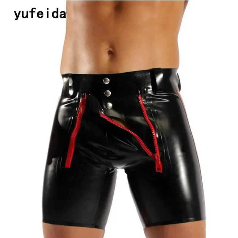 

YUFEIDA Sexy Underwear Men Boxer Shorts Lingerie Patent Leather Shiny Elastic Flexible Latex Boxer Tight Male Boy Cueca Boxer