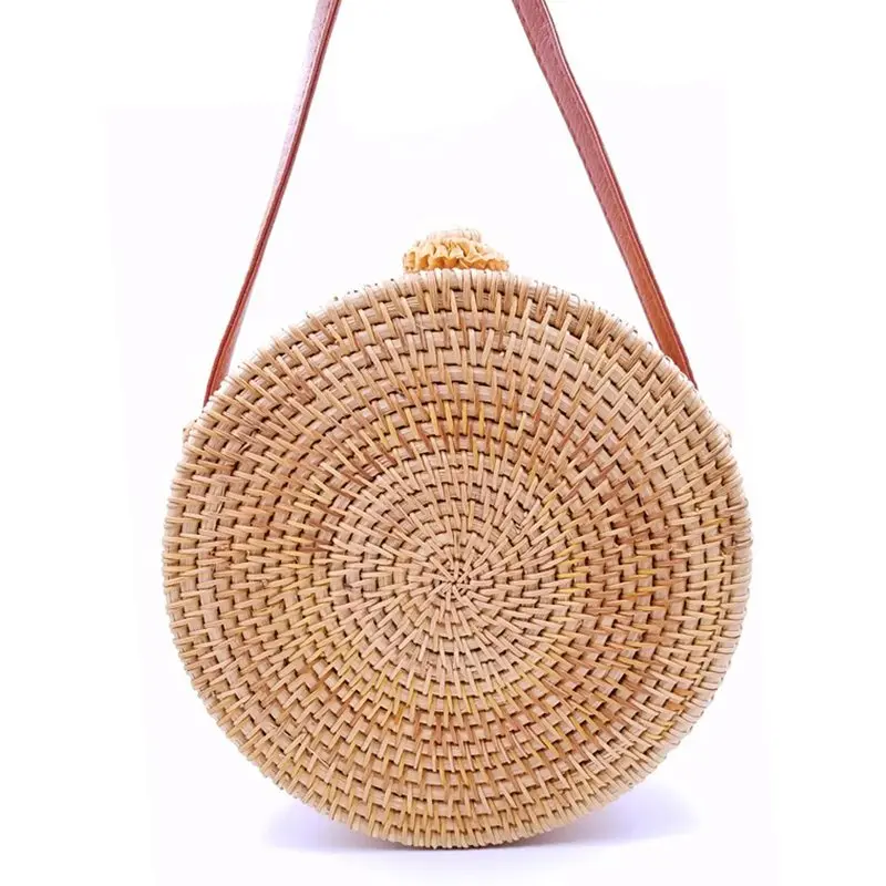 بالي حقيبة المرأة اليد المنسوجة جولة الروطان القش حقيبة البوهيمي الشاطئ دائرة حقيبة التعميم يد Crossbody حقائب كتف LB968