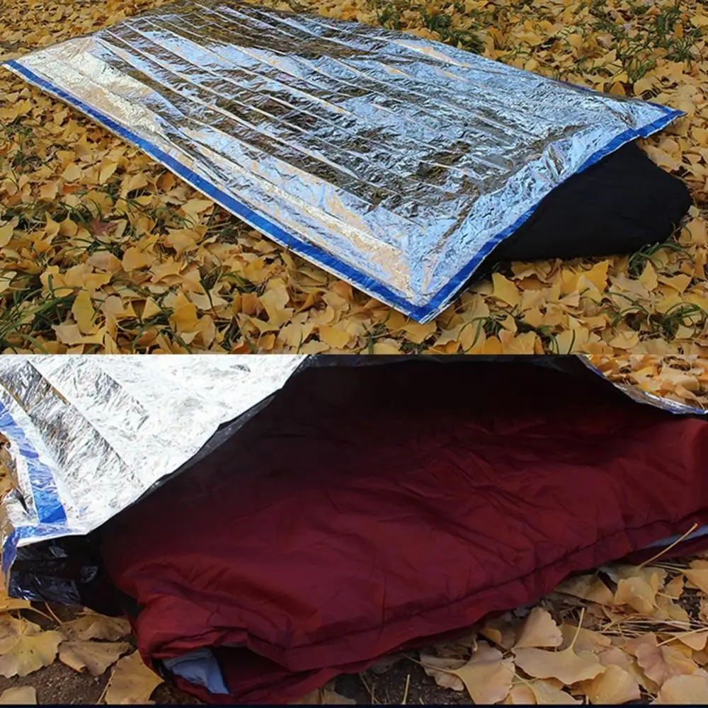 Открытый аварийный спальный мешок из фольги, водонепроницаемый, для выживания, кемпинга, термальный спальный мешок, 1 м x 2 м, Лидер продаж, W8
