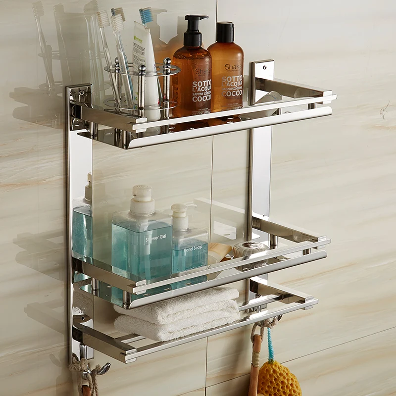 MTTUZK DIY Bathroom shelves 304 stainless steel 3 layer cosmetic rack