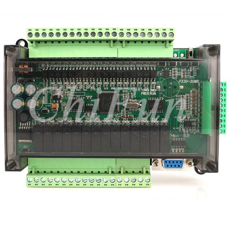 

FX1N FX2N FX3U-30MR PLC industrial control board 6AD 2DA Relay output with RTC RS485 RTU communication shell