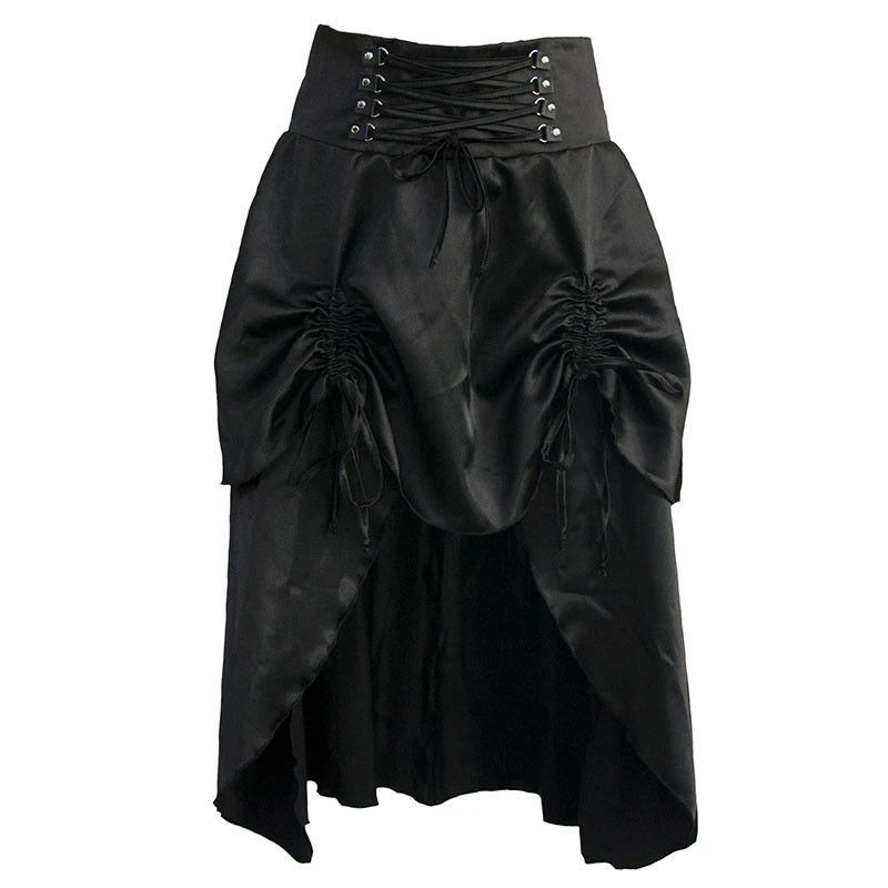 Женская сексуальная Готическая атласная Пиратская плиссированная юбка в стиле стимпанк, юбка-корсет в викторианском стиле