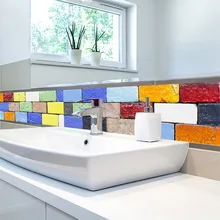Pegatinas de azulejos Retro Vintage para baño, cocina, lavable, piedra colorida, impermeables, pegatinas de pared de PVC, decoración del hogar, calcomanías de pared