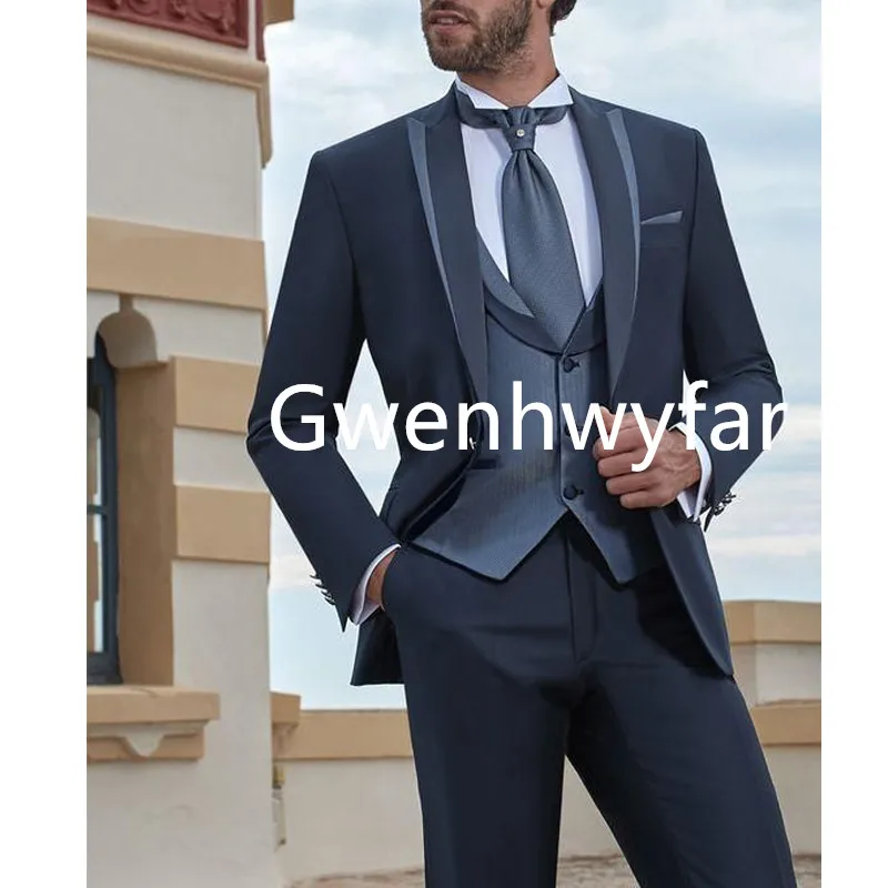 Костюм Homme Mariage мужские костюмы для свадьбы Slim Fit мужские смокинги 3 шт Формальные костюмы для мужчин