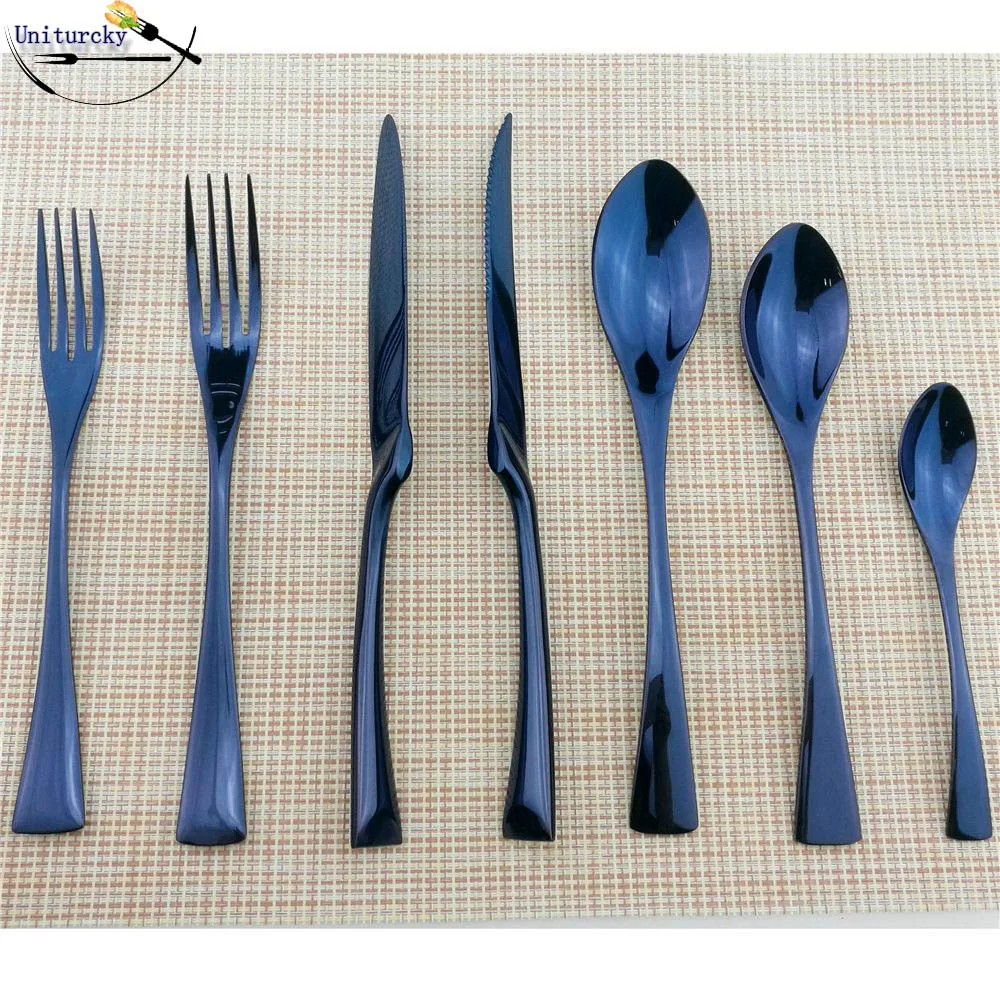 

14Pcs/Set Shiny 304 Stainless Steel Cutlery Set Dinner Steak Knife Dinnerware Set for 2 People kitchen utensils and tableware