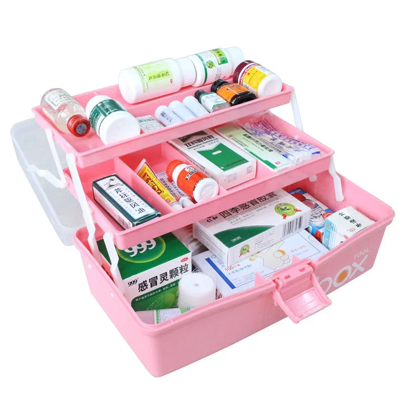 Three-Tier Medicine Box For First Aid Kit Plastic Folding Medical Chest Organizer For Makeup Stationery Storage Boxes Three-Tier Medicine Box For First Aid Kit Plastic Folding Medical Chest Organizer For Makeup Stationery Storage Boxes