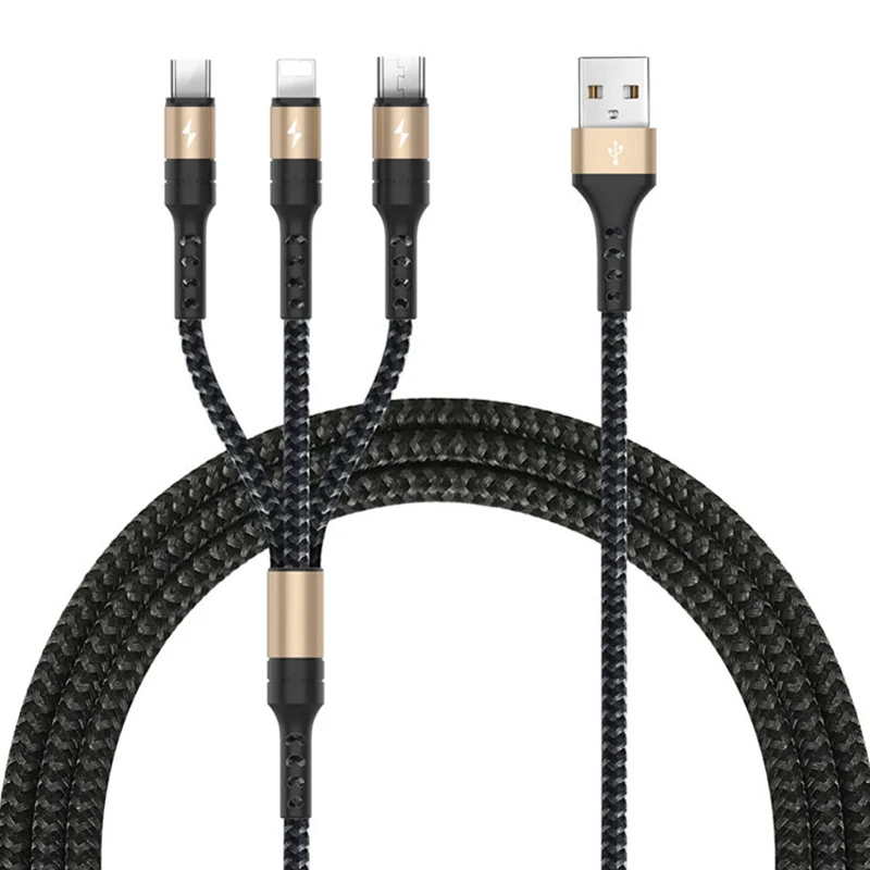 

3 In1 Mobile Phone Data Cable Type C Micro For iPhone iPad Samsung Charging cable Microusb USB C for Lighting iOS 12 cable