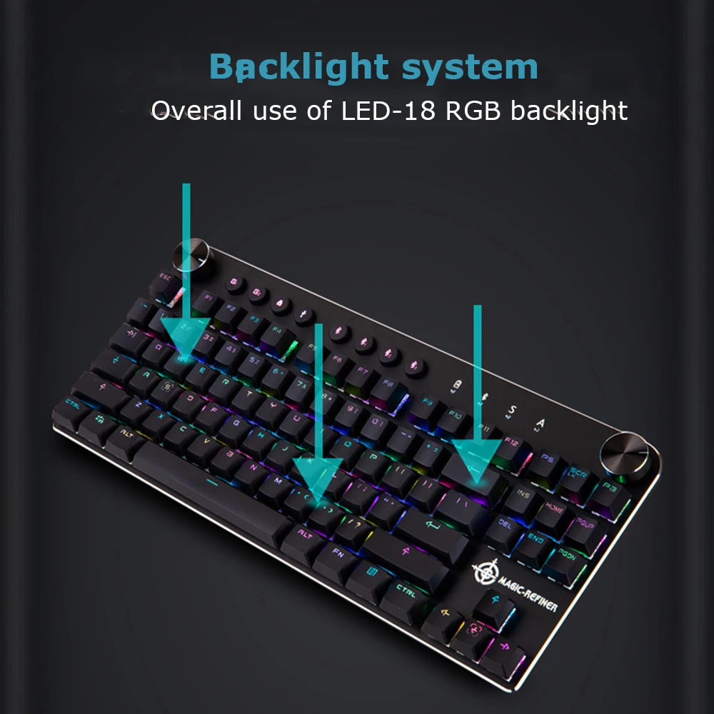  Magic Refiner MK11 Wireless Bluetooth Two Mode Mechanical Gaming Keyboard Ergonomics Design RGB Bac
