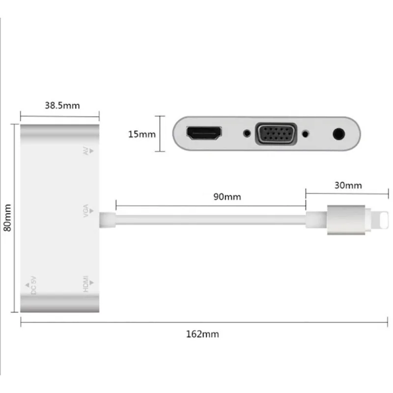 Для iPhone 8-контактный интерфейс к HDMI vga-разъем Аудио ТВ Кабельный адаптер-переходник для iPhone X 8 7 7 Plus 6 6 S для iPad серии