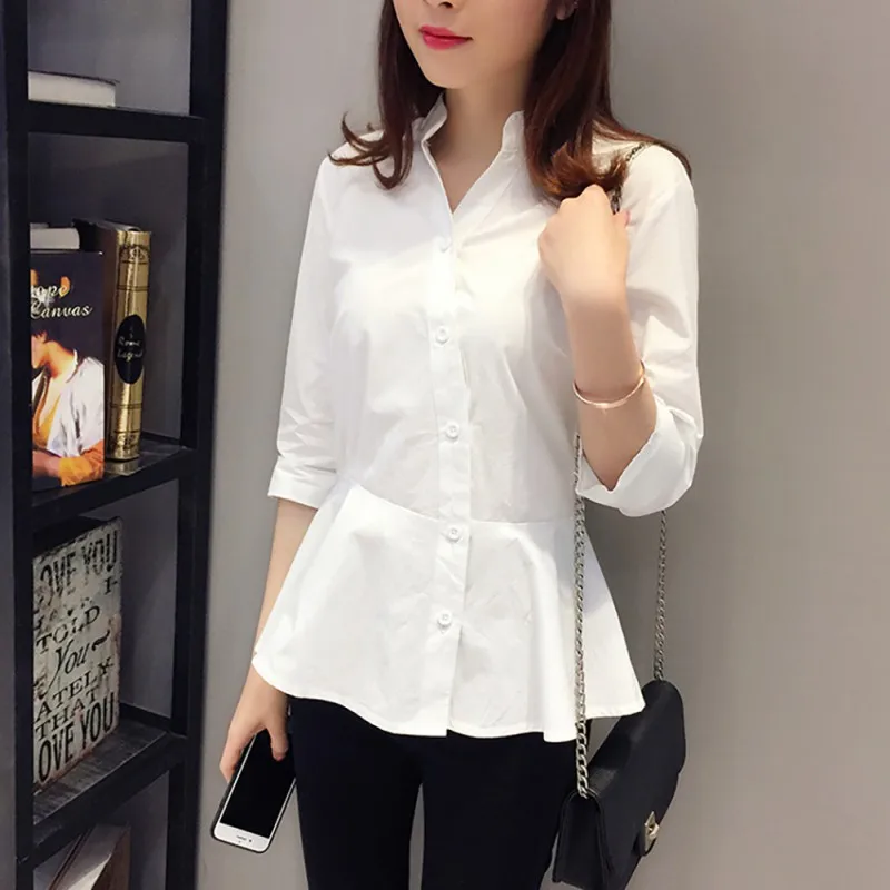 

Summer Fashion Soild Color Blouses Tops Elegant Half Sleeve V-Neck Blouse Women Casual Shirt Female Work Wear Shirts 2019 New