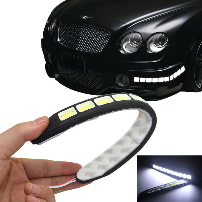 

2pcs Led Daytime Running Light 100% Waterproof COB Day Time Lights Flexible LED Car DRL Driving Lamp