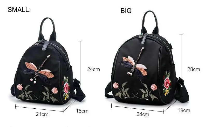 Rdywbu Модный женский рюкзак, Национальная вышивка, ручная работа, 3D Цветы стрекозы, сумка на плечо, новая многофункциональная дорожная сумка B115