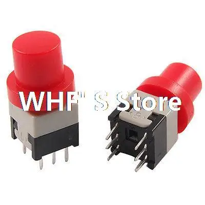 

10 Pcs 8.5x8.5x20mm PCB Tactile Tact Push Button Switch Self Lock 6 Pin w Cap