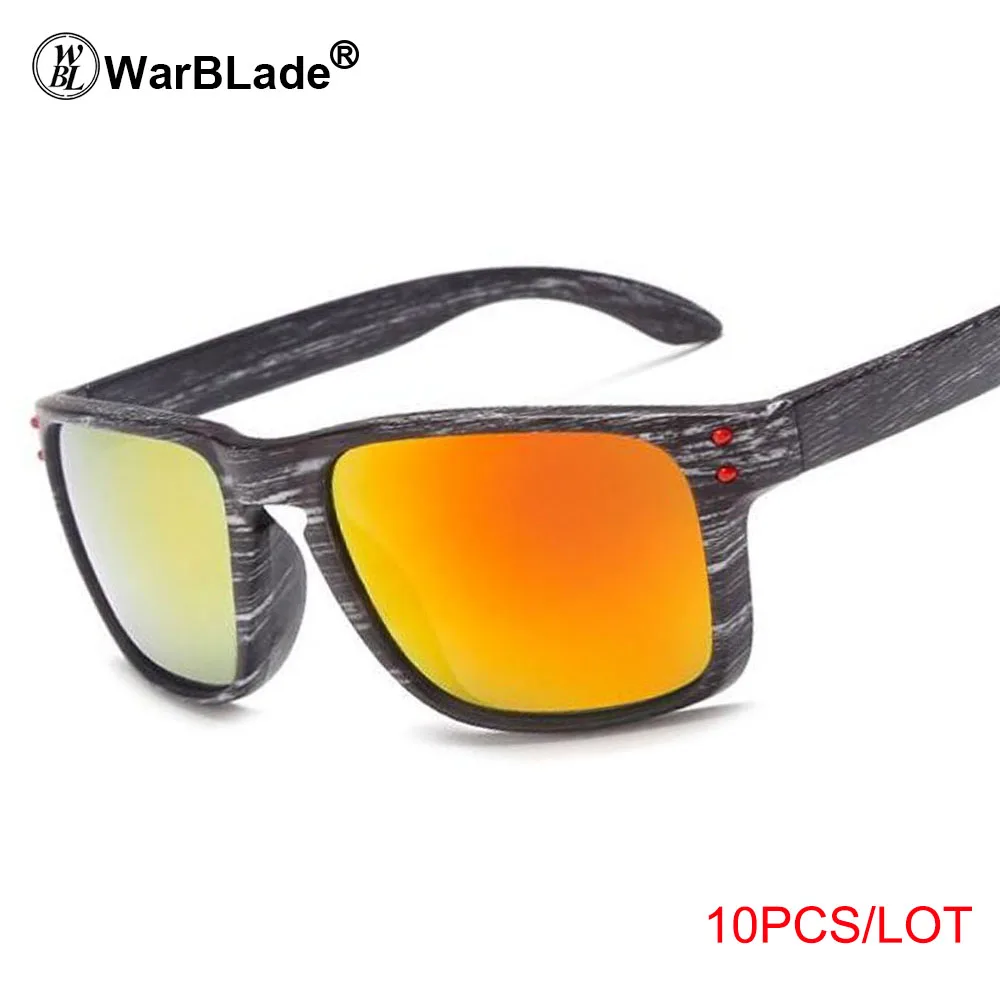 10 black red WarBLade 10 шт. мужские солнцезащитные очки «под дерево» мужские винтажные очки с цветным покрытием черные коричневые оправы Мужские Женские квадратные солнцезащитные очки - Цвет линз: 10 black red