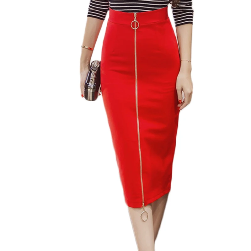 2018 Primavera Verano moda Oficina lápiz falda elástico paquete hip faldas Womens sexy alta Falda larga Rojo Negro ~ 5XL|office pencil skirt|fashion long skirtlong fashion skirts - AliExpress
