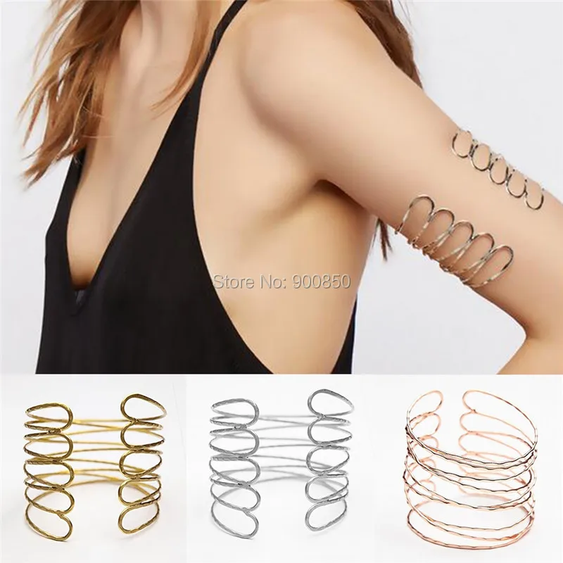 Women Gothic Jewelry Trendy Alloy Geometric Armband Upper Arm Cuff Bracelets & Bangles Exaggerated Party Accessories